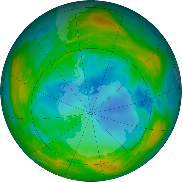 Antarctic ozone map for 28 July 1990